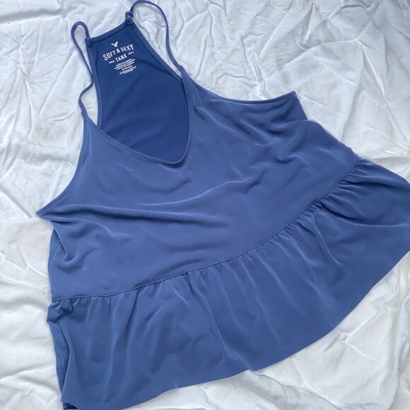 American Eagle Soft & Sexy Ruffle Racerback Tank Top (S) - Picture 4 of 6